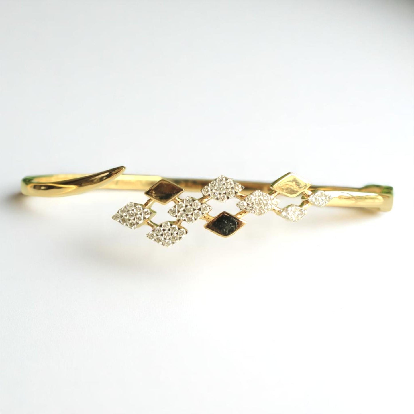 Rhombus Natural Diamond Open Cuff Bracelet