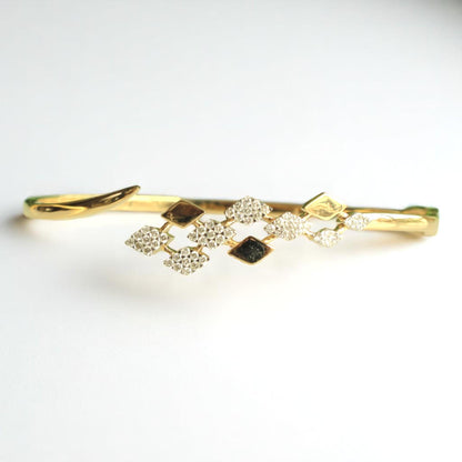Rhombus Natural Diamond Open Cuff Bracelet