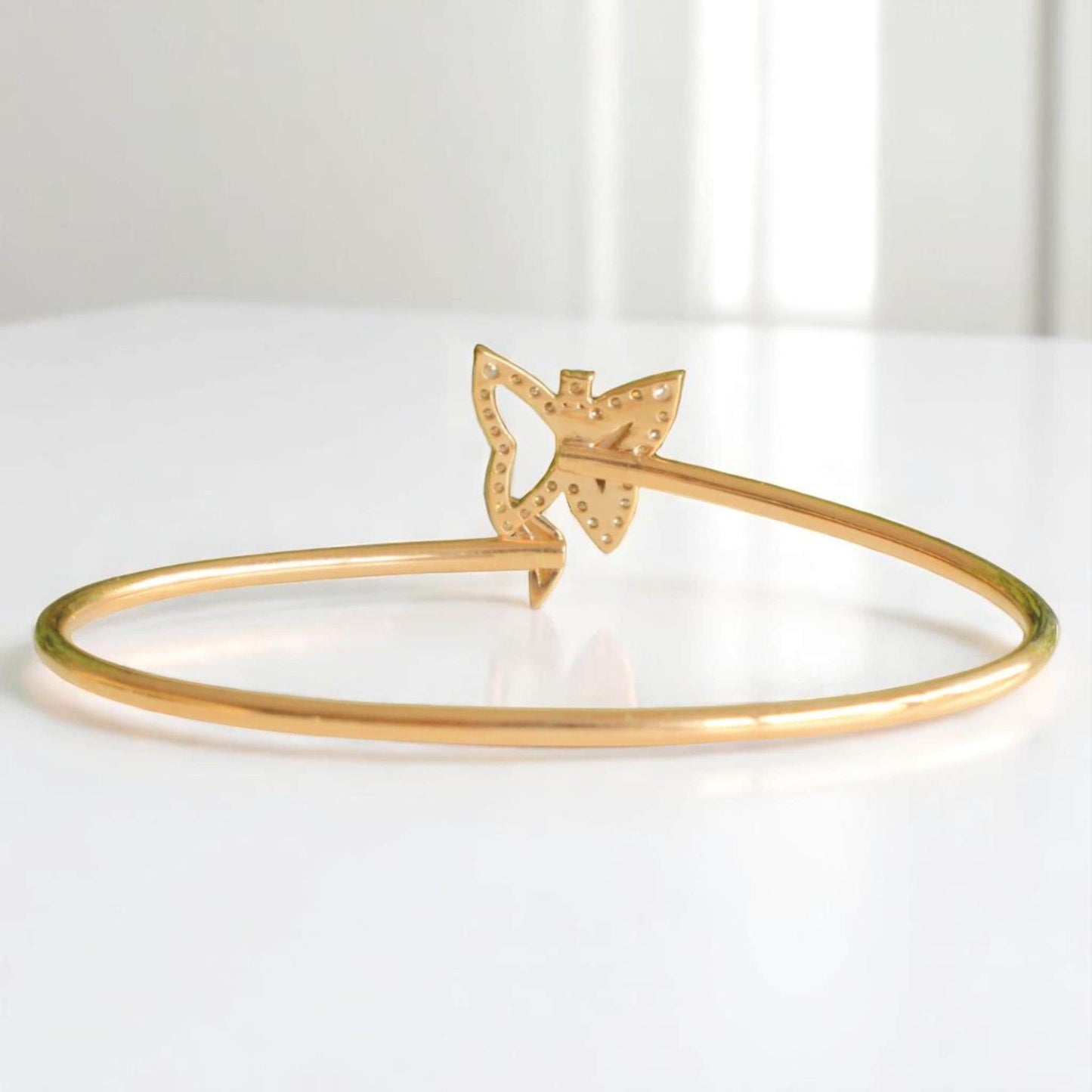 Butterfly Natural Diamond Cuff Bangle Bracelet