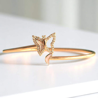 Butterfly Natural Diamond Cuff Bangle Bracelet