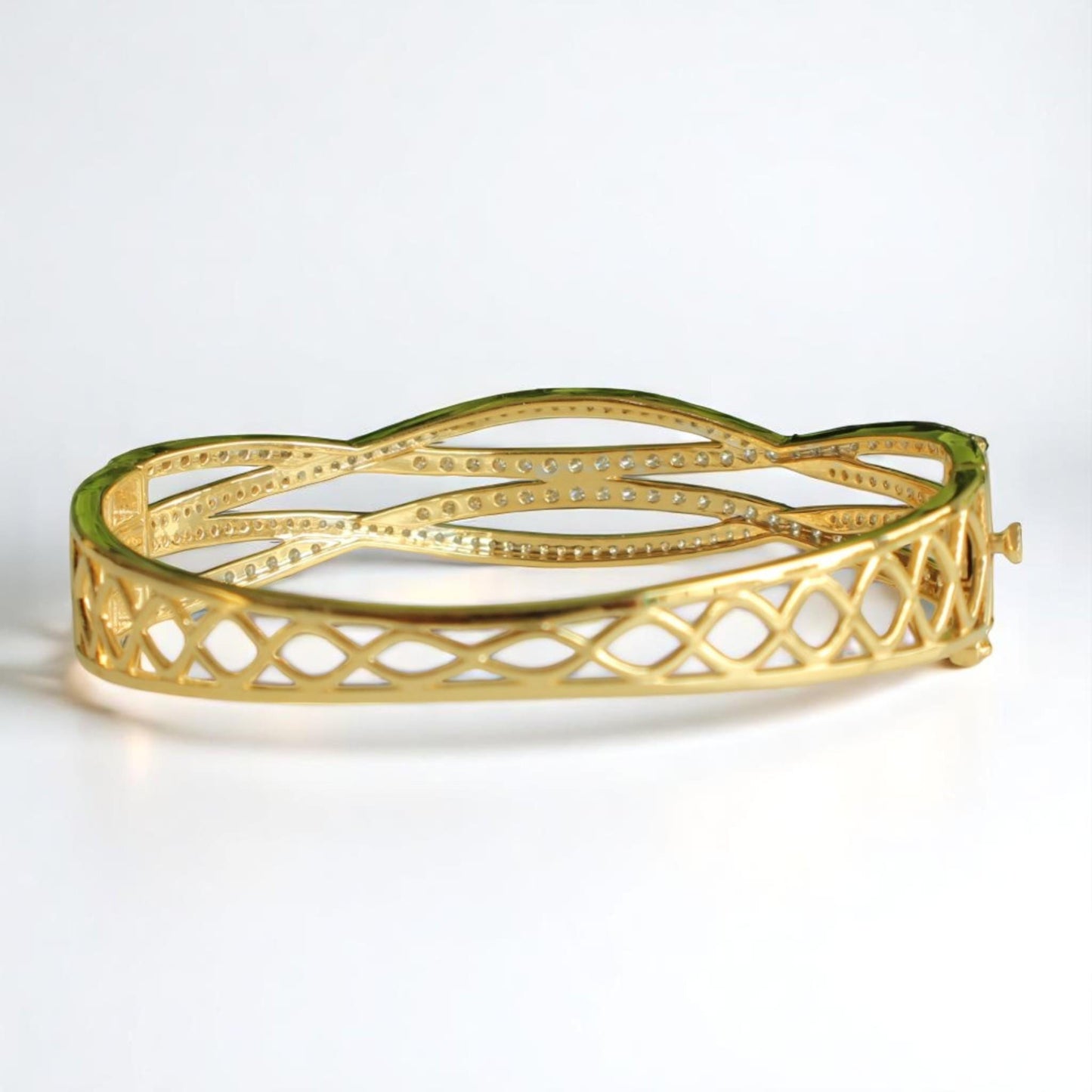 Wavy Criss Cross Natural Diamond Bangle Bracelet
