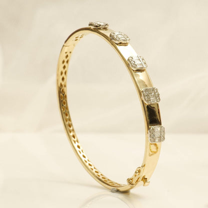 Bar Cluster Natural Diamond Bangle Bracelet