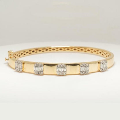 Bar Cluster Natural Diamond Bangle Bracelet