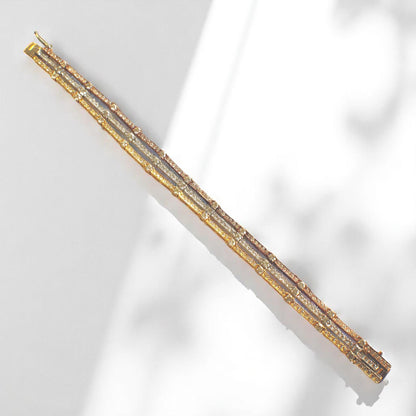 Trinity Natural Diamond Three Tone Tennis Bracelet