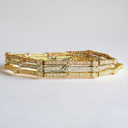 Trinity Natural Diamond Three Tone Tennis Bracelet