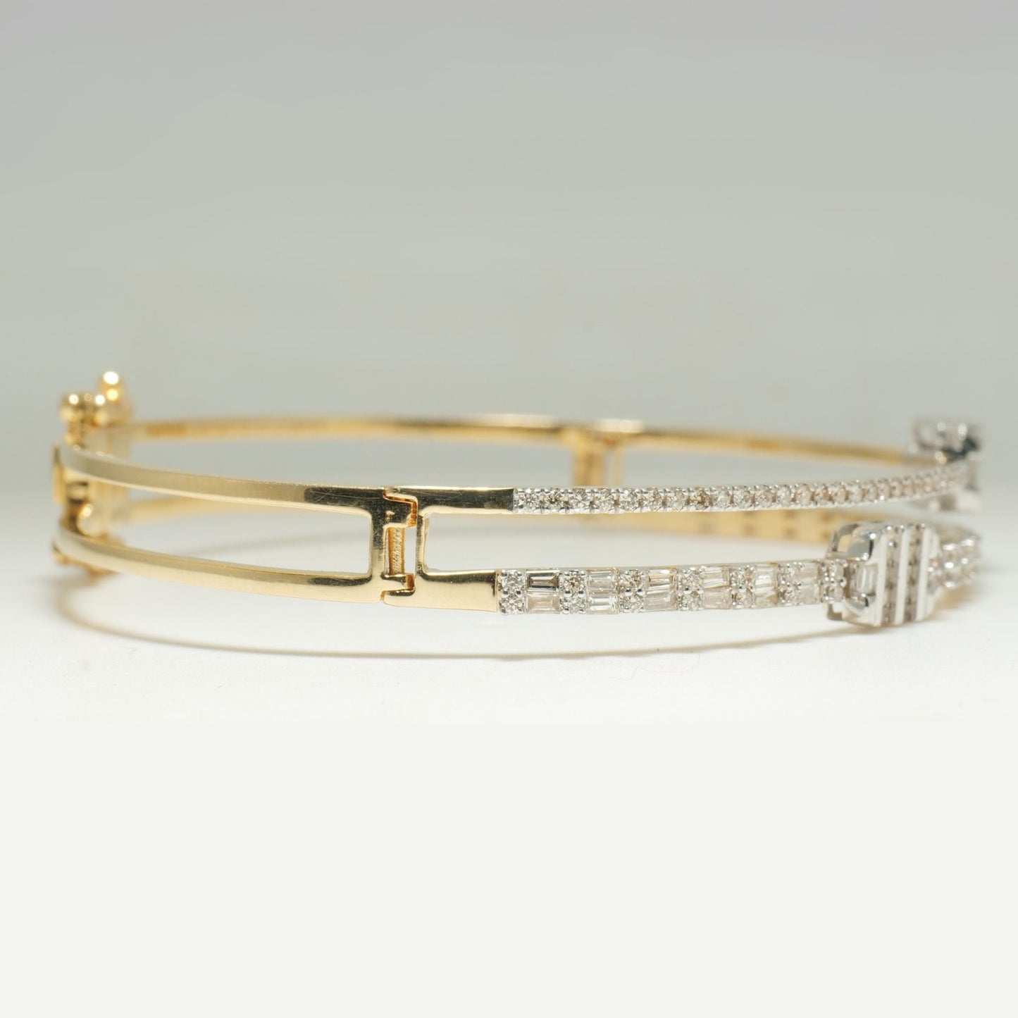 Baguette & Round Natural Diamond Cuff Bracelet