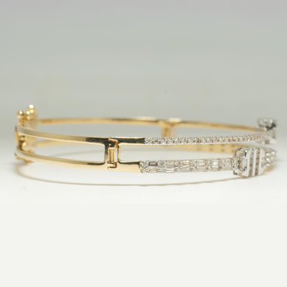 Baguette & Round Natural Diamond Cuff Bracelet