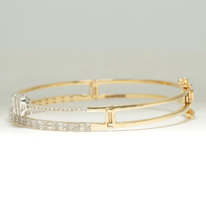 Baguette & Round Natural Diamond Cuff Bracelet
