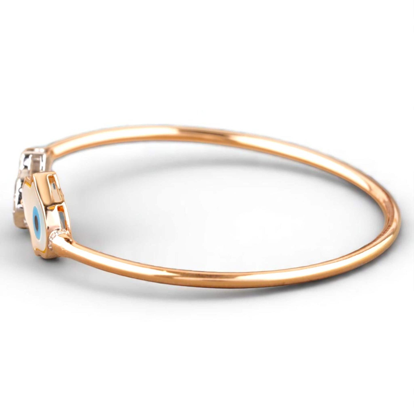 Hamsa Evil Eye Natural Diamond Cuff Bracelet