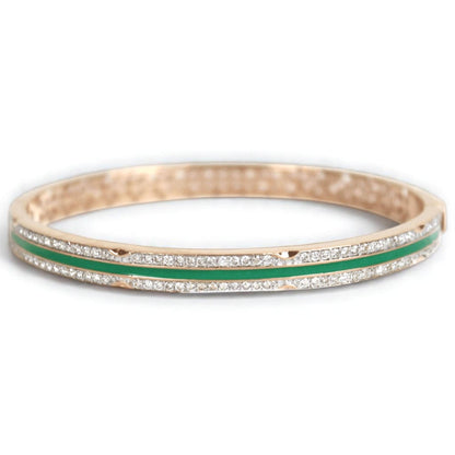 Green Enamel Natural Diamond Bangle Bracelet