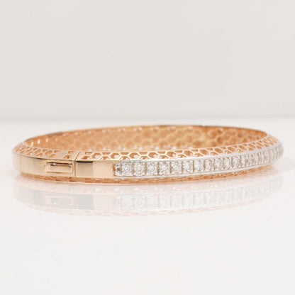 Filigree Natural Diamond Channel Bangle Bracelet