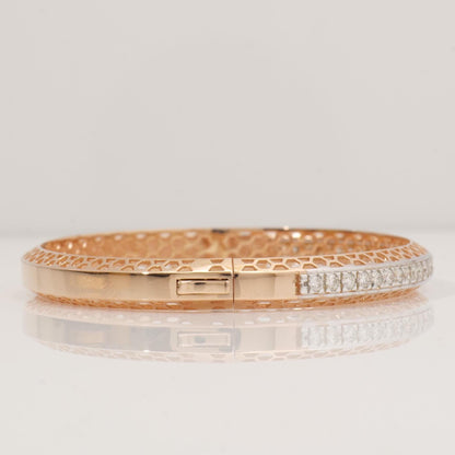 Filigree Natural Diamond Channel Bangle Bracelet