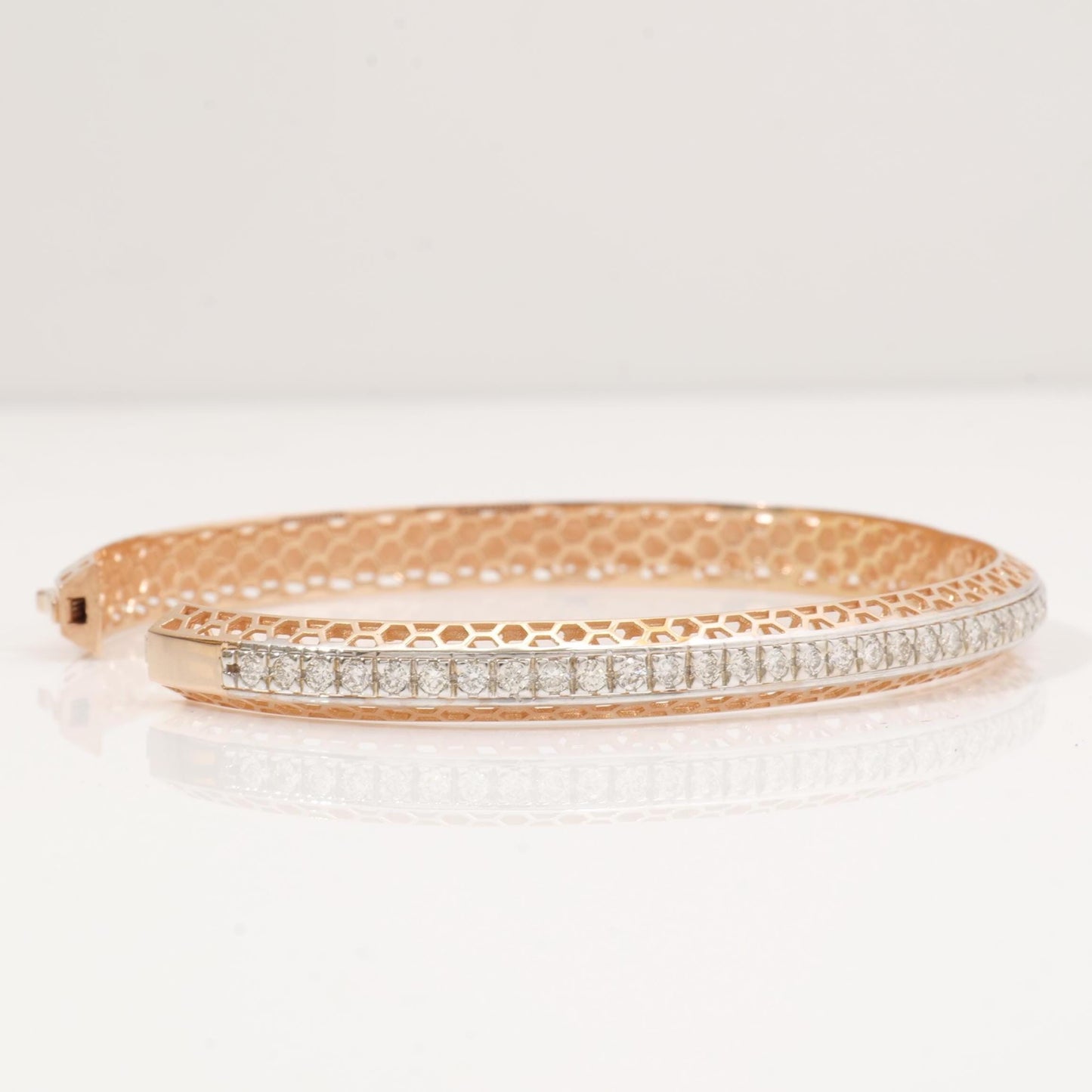 Filigree Natural Diamond Channel Bangle Bracelet