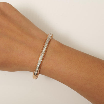 Filigree Natural Diamond Channel Bangle Bracelet