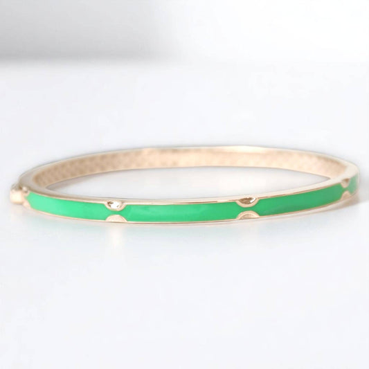 Green Enamel Natural Diamond Bracelet