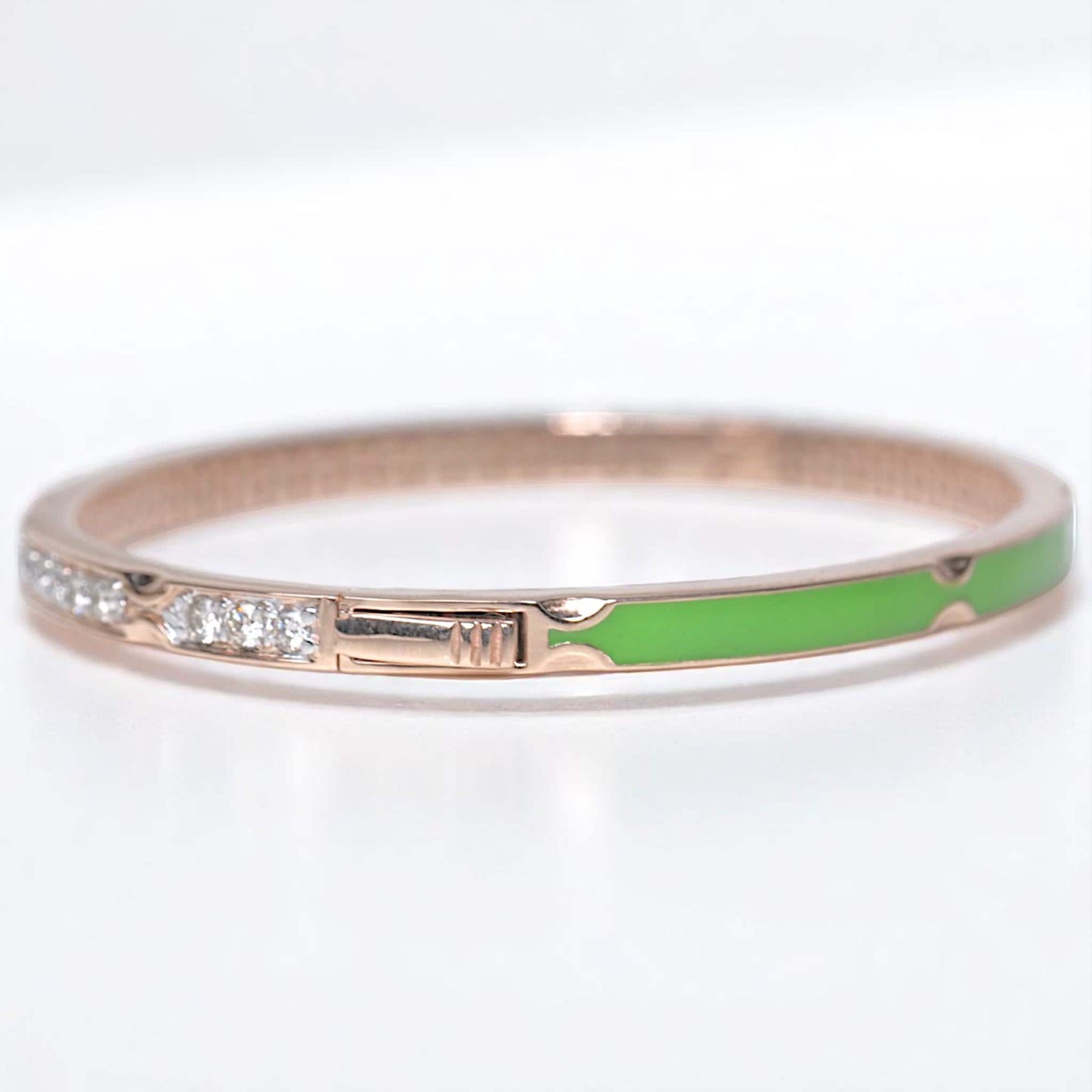 Green Enamel Natural Diamond Bracelet