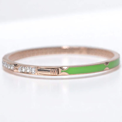 Green Enamel Natural Diamond Bracelet