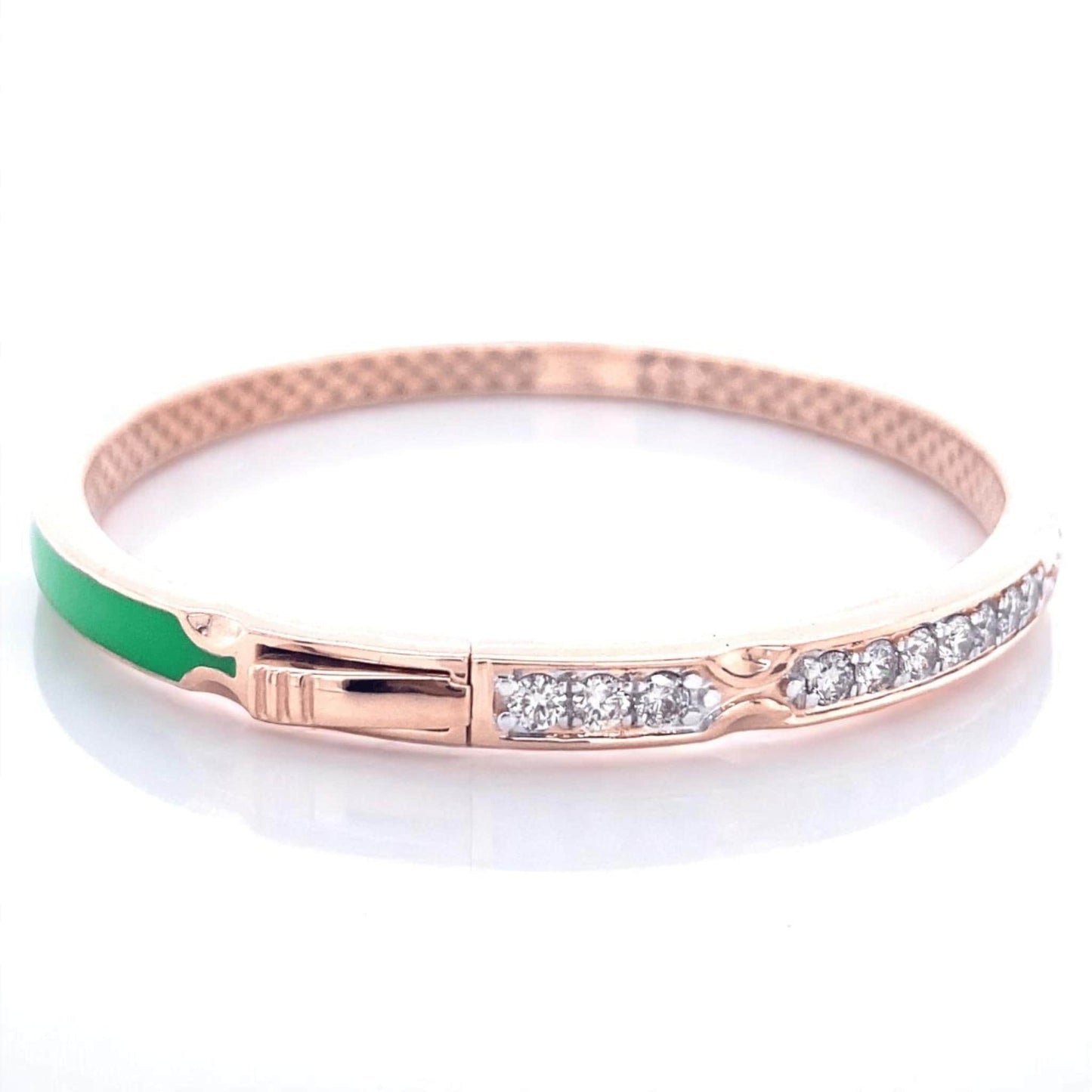 Green Enamel Natural Diamond Bracelet