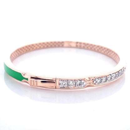 Green Enamel Natural Diamond Bracelet