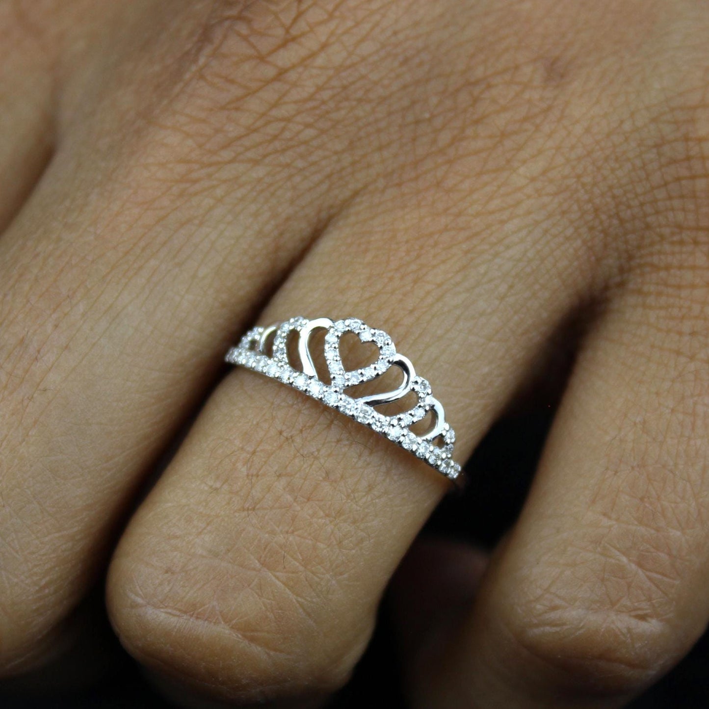 Crown Heart Diamond Ring