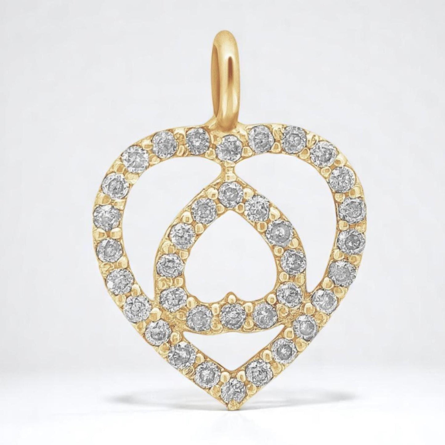 Double Heart Diamond Charm Pendant