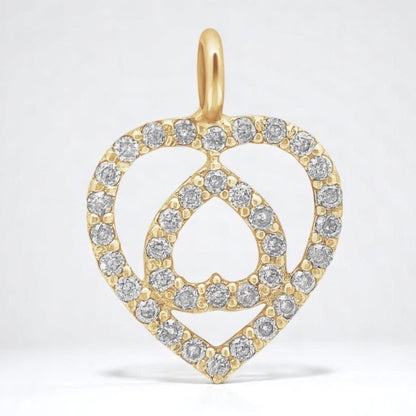 Double Heart Diamond Charm Pendant
