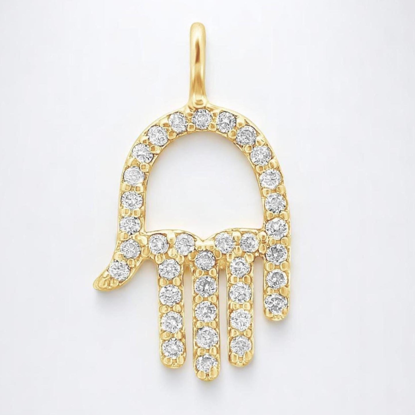 Hamsa Hand Natural Diamond Charm Pendant
