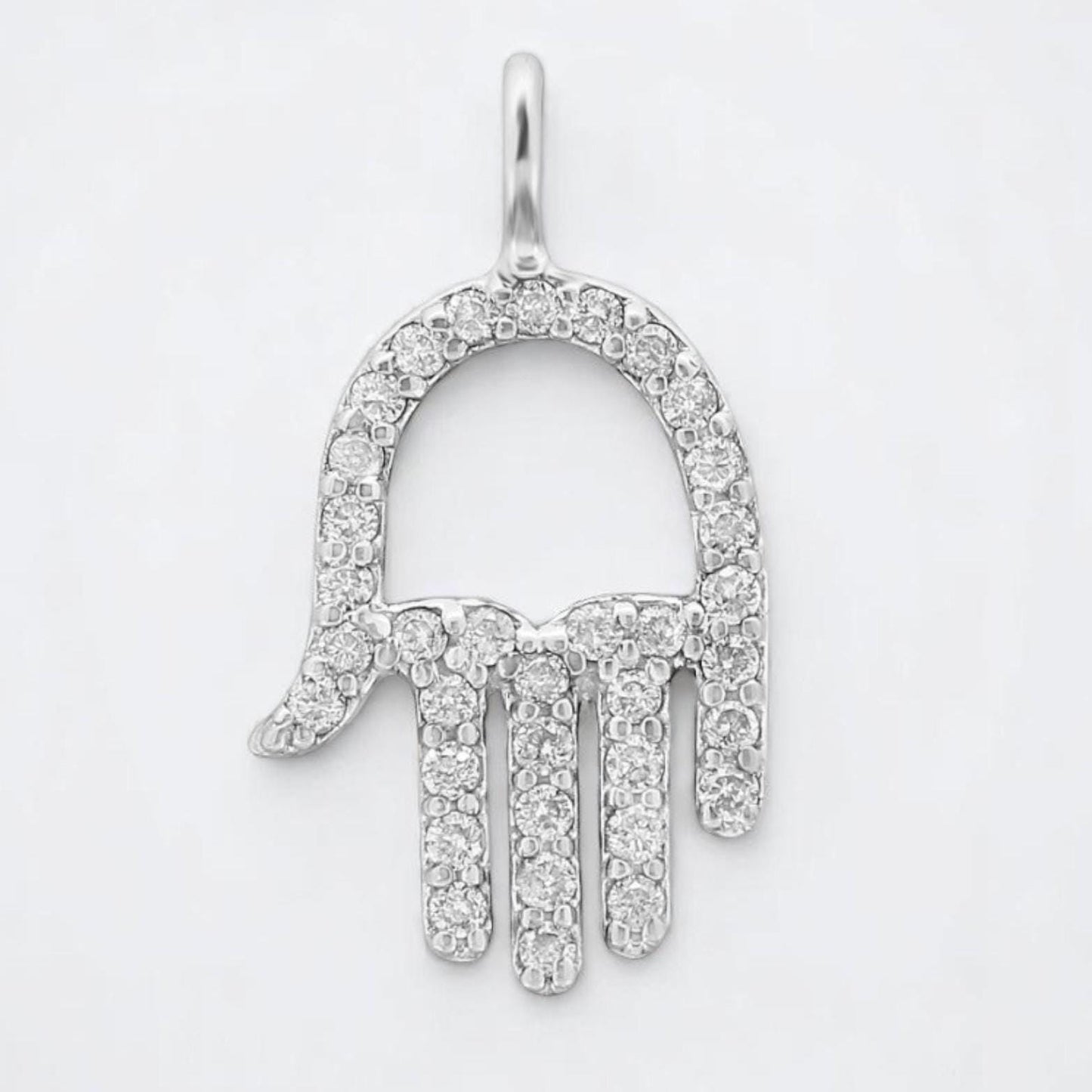 Hamsa Hand Natural Diamond Charm Pendant