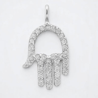 Hamsa Hand Natural Diamond Charm Pendant