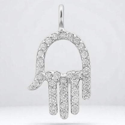 Hamsa Hand Natural Diamond Charm Pendant