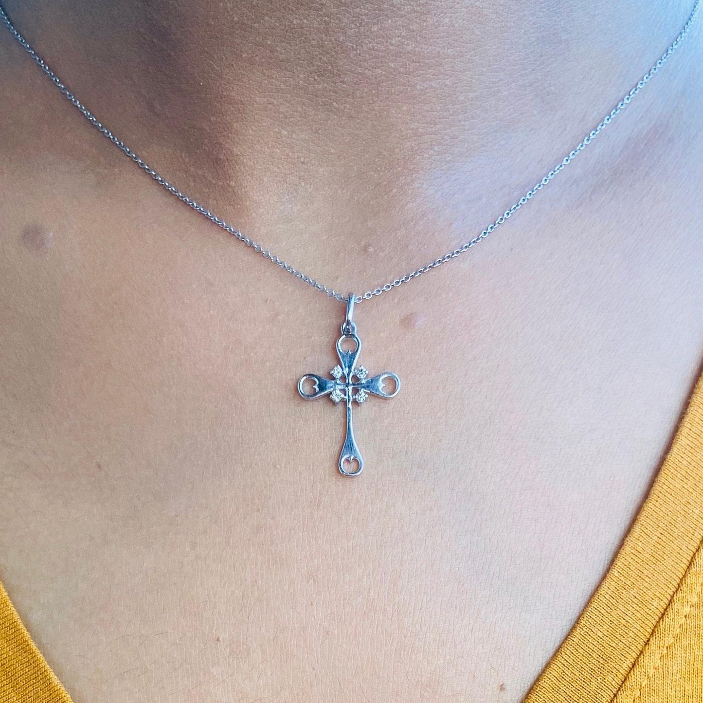 Diamond Cluster Cross Pendant