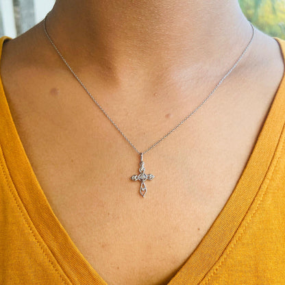 Floral Diamond Cross Pendant