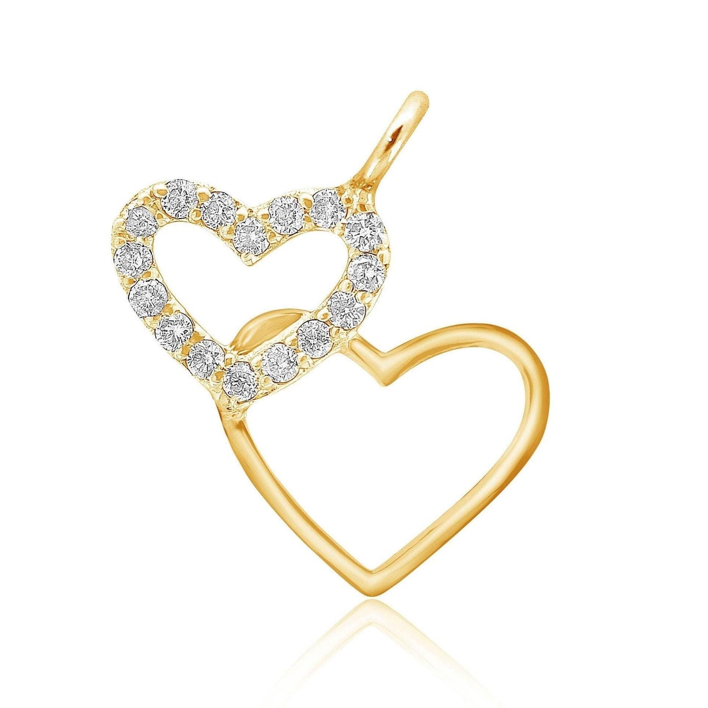 Double Heart Gold Charm Pendant