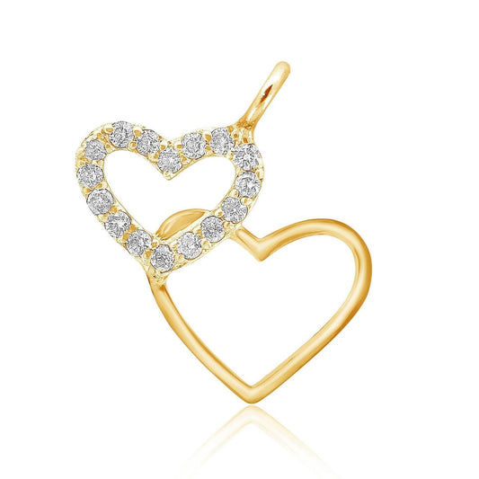 Double Heart Gold Charm Pendant