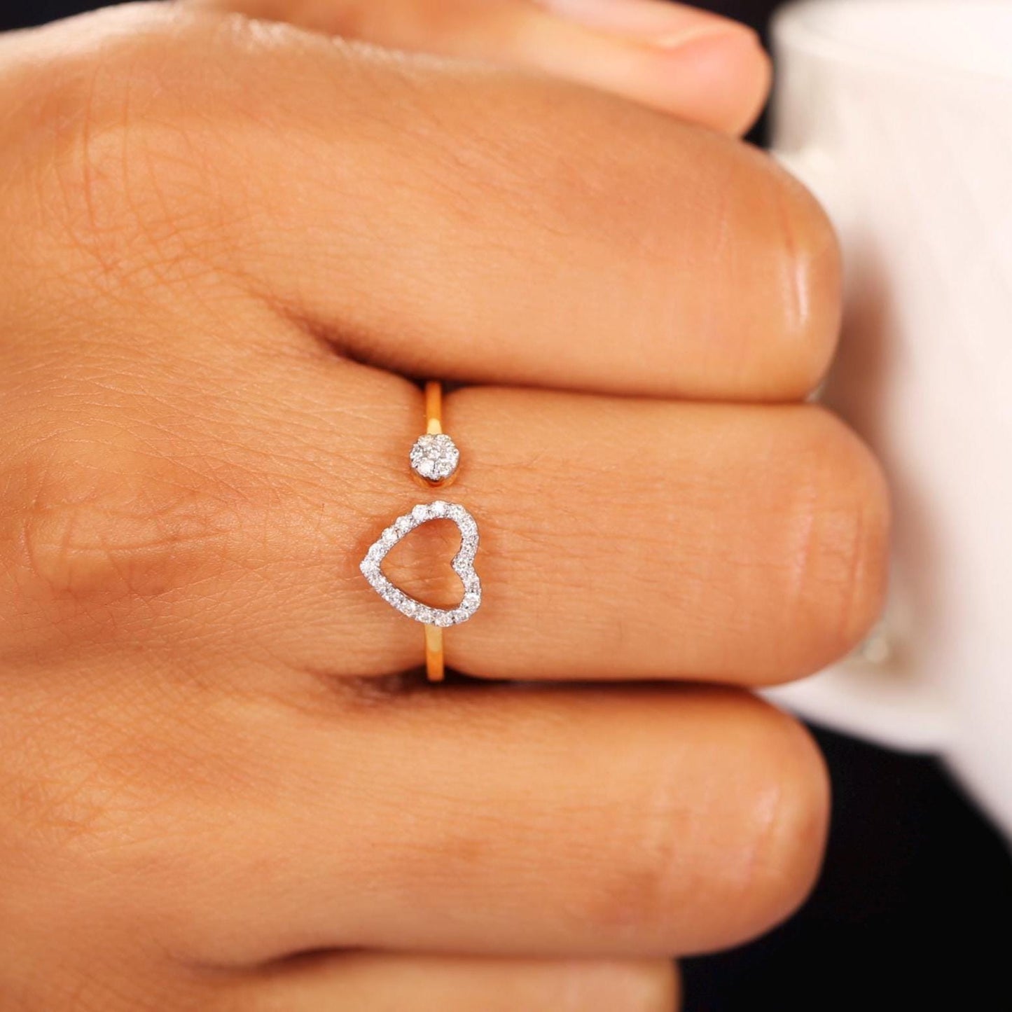 Open Heart Diamond Ring