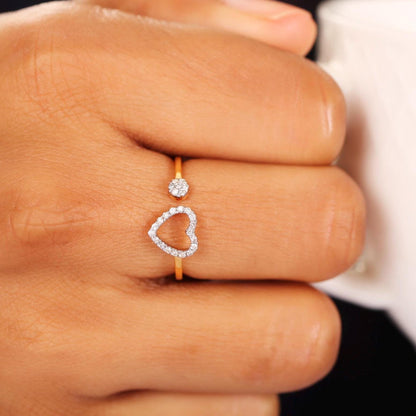 Open Heart Diamond Ring
