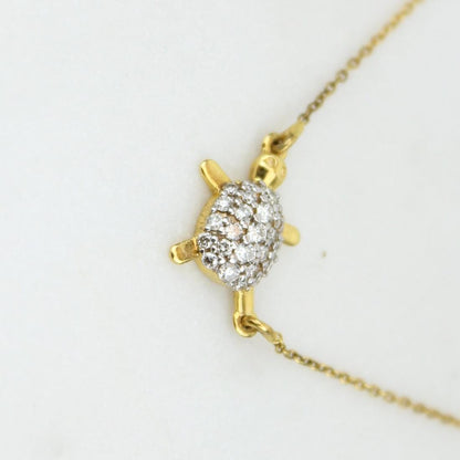 Diamond Turtle Pendant Necklace