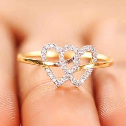 Double Heart Diamond Ring
