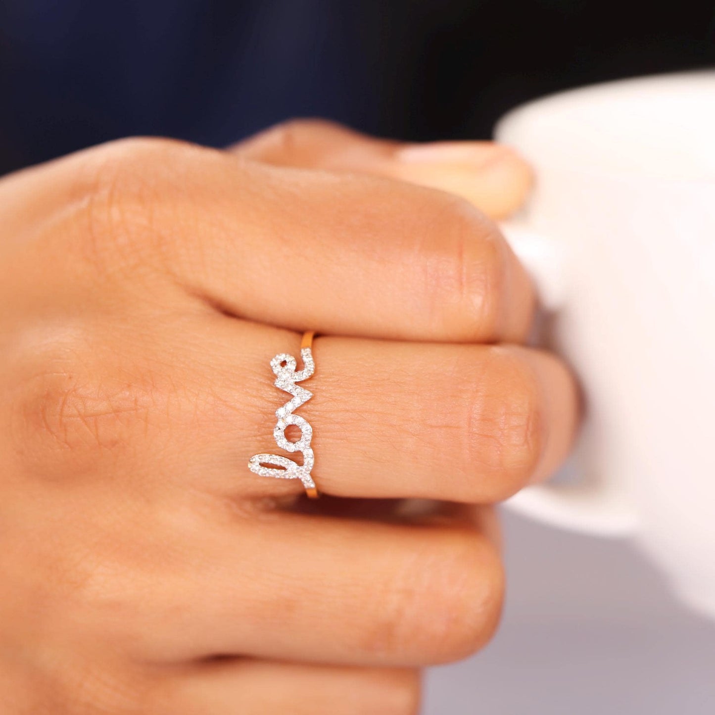 Love Diamond Handwritten Ring