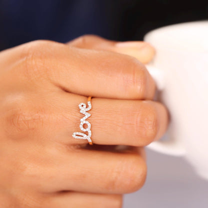 Love Diamond Handwritten Ring