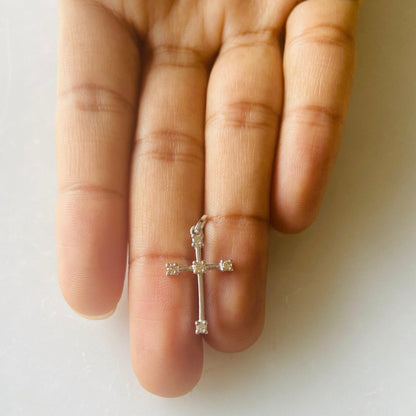 Cross Natural Diamond Half Bezel Set Pendant