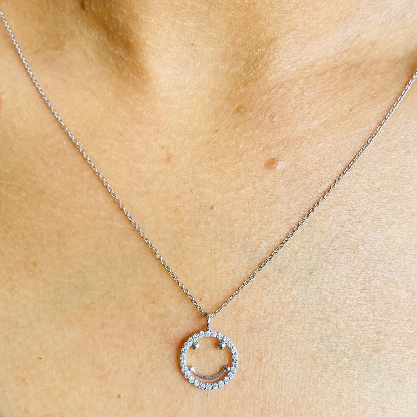 Smiley Natural Diamond Charm Pendant