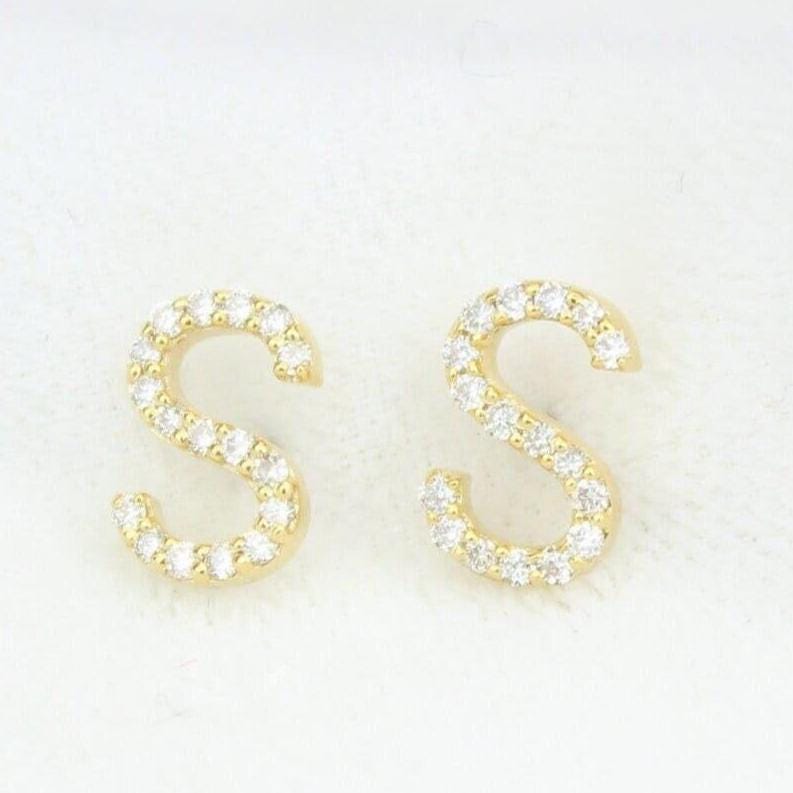 S-Initial Stud Earrings