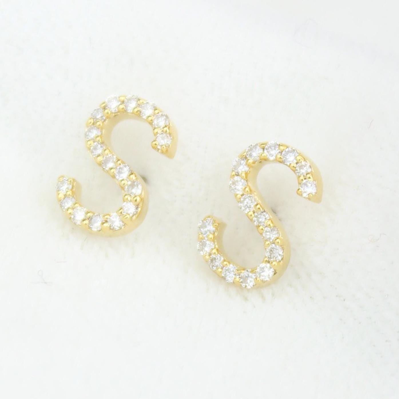 S-Initial Stud Earrings