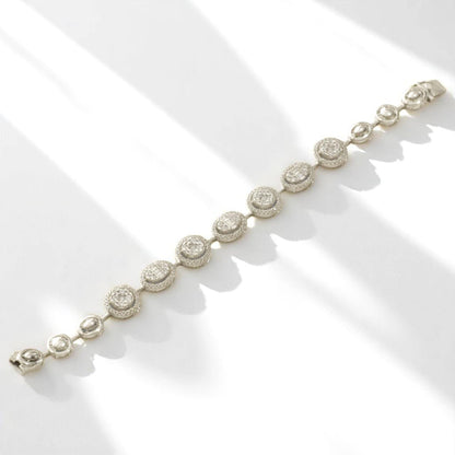 Round & Oval Link Natural Diamond Tennis Bracelet