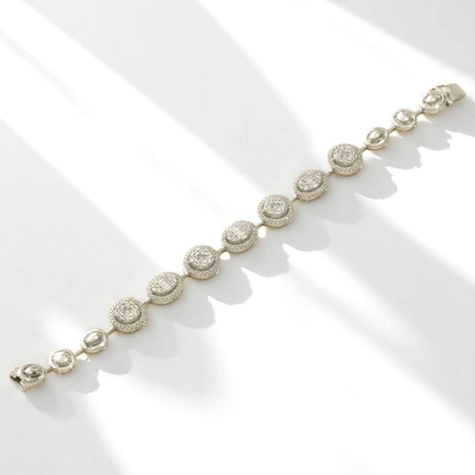Round & Oval Link Natural Diamond Tennis Bracelet