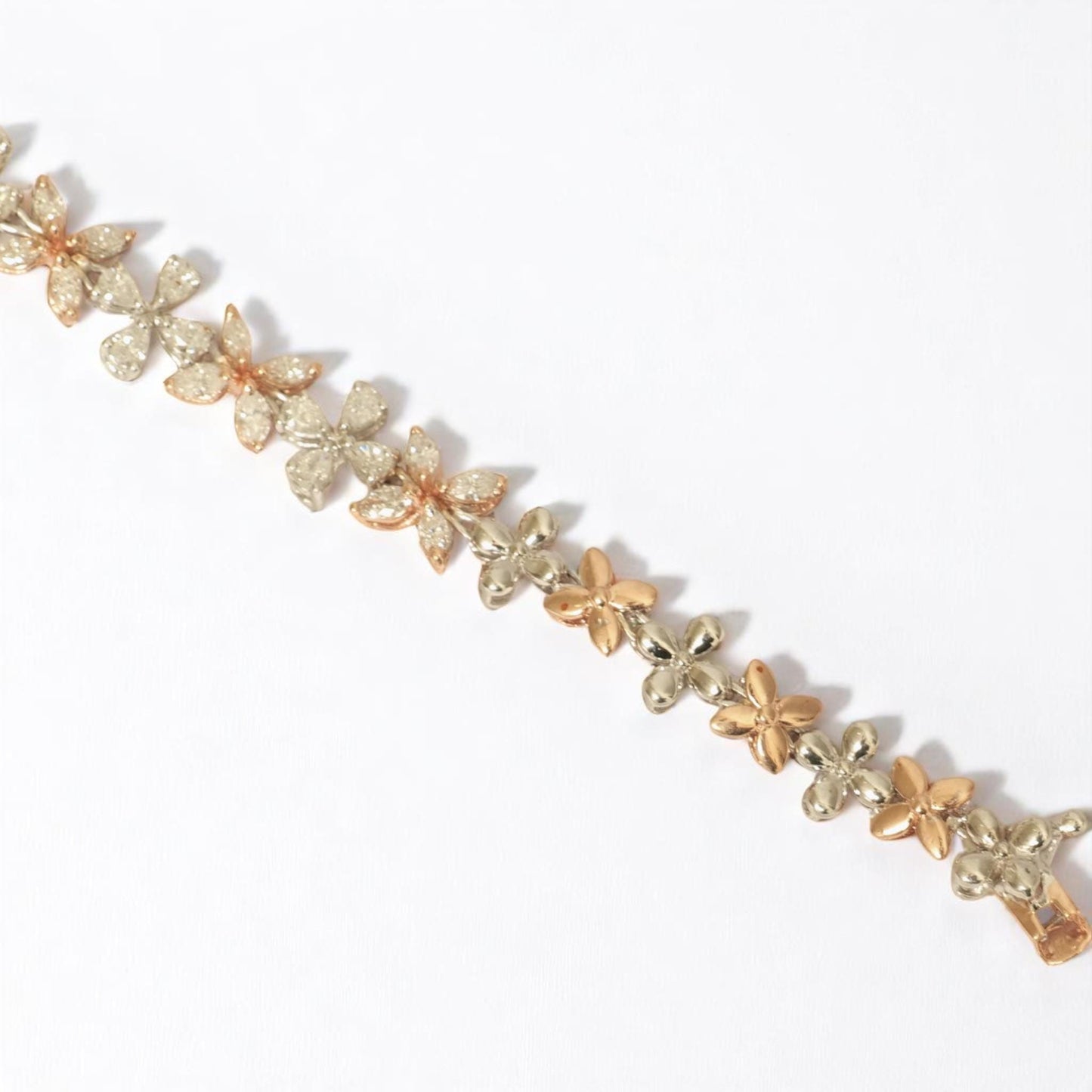 Floral Link Tennis Diamond Bracelet