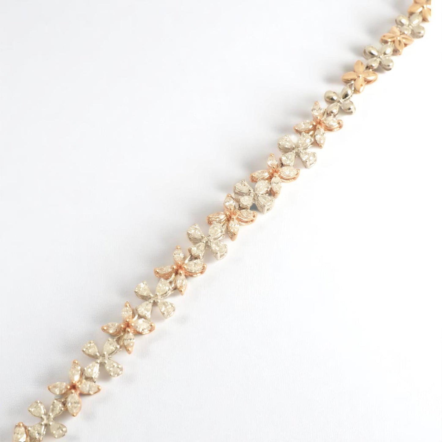 Floral Link Tennis Diamond Bracelet