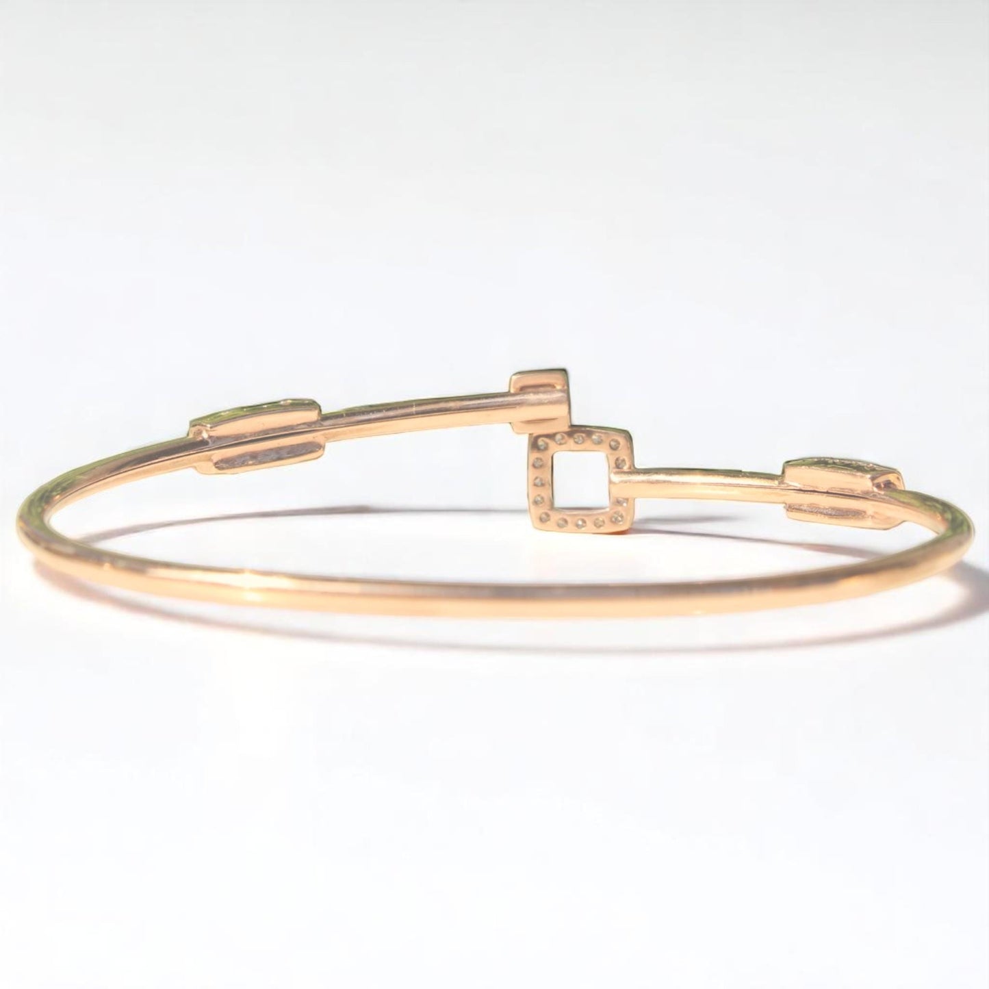 Geometric Natural Diamond Open Cuff Bracelet