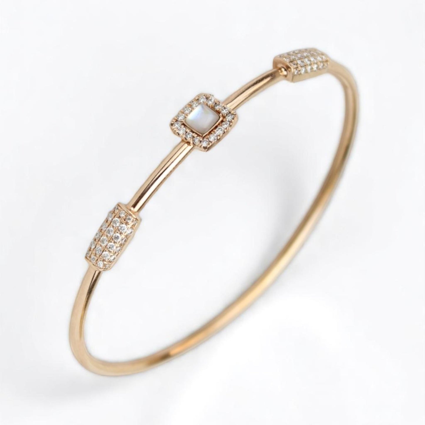 Geometric Natural Diamond Open Cuff Bracelet